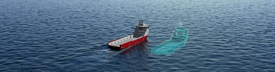 Ship and its digital twin graphical representation