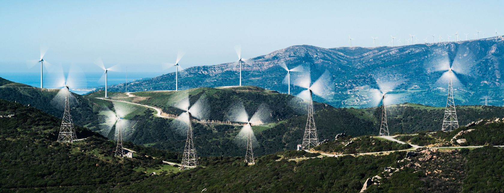 Wind turbines on a hill