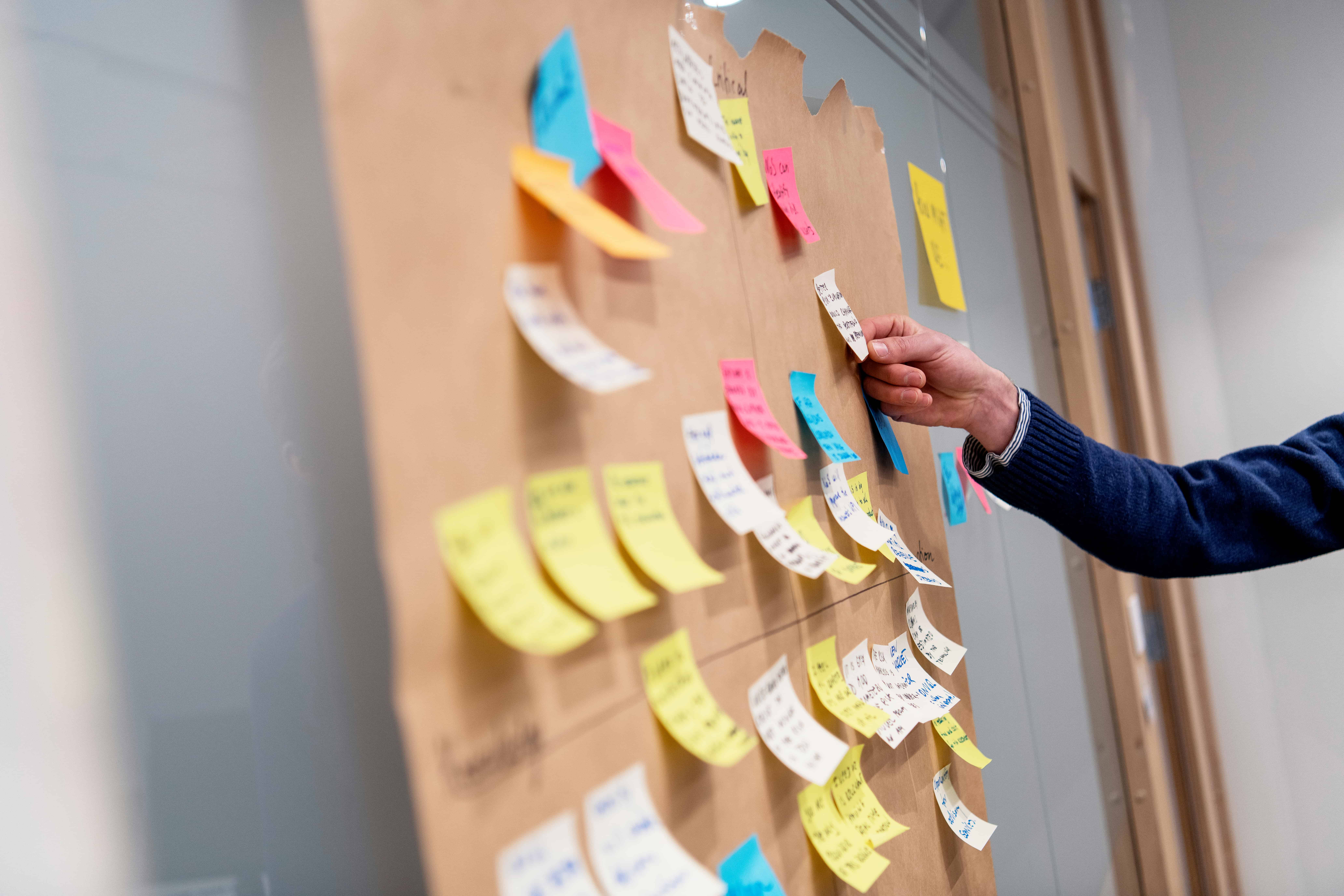 post-it notes on board
