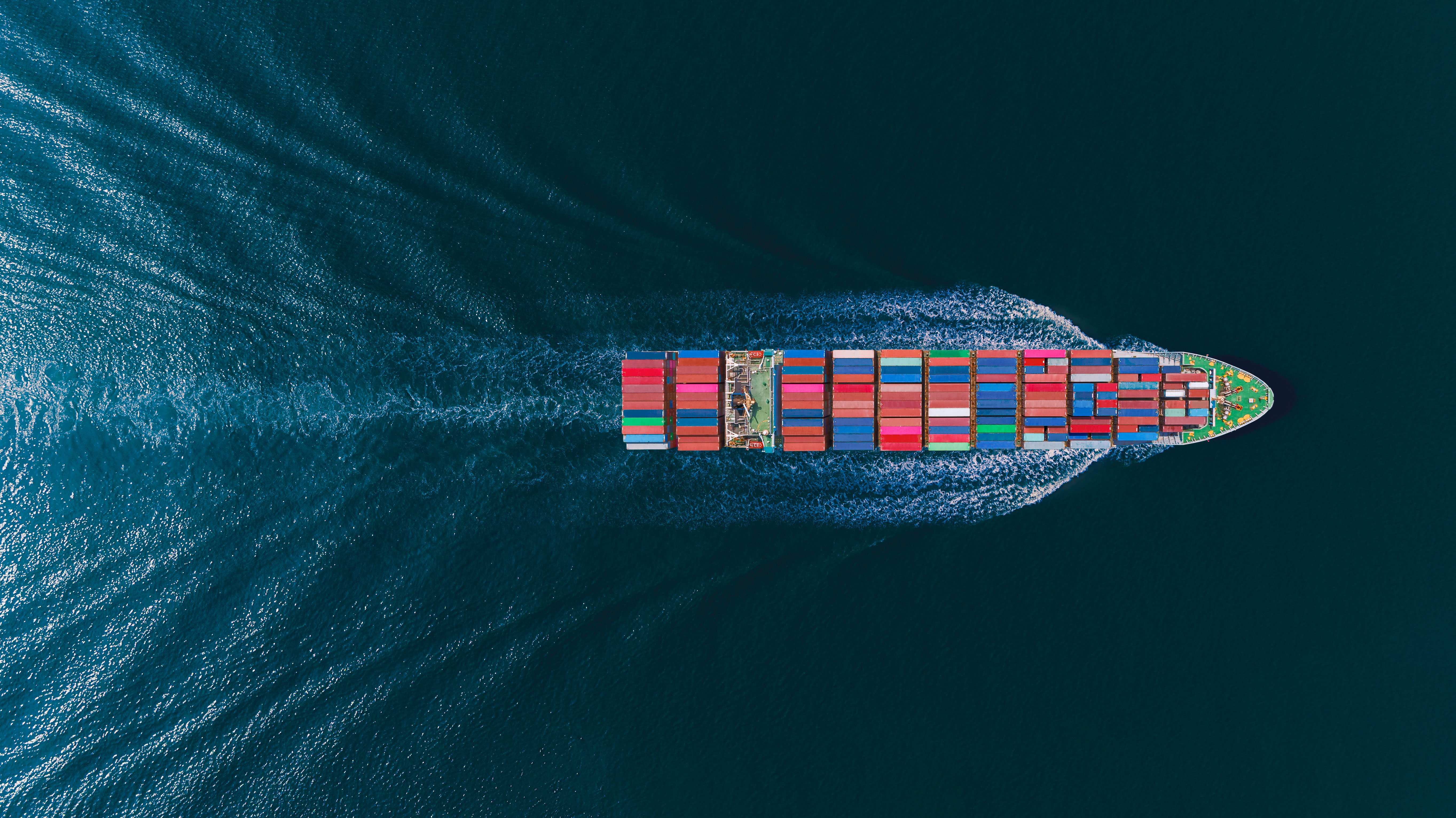 Aerial view of vessel sailing