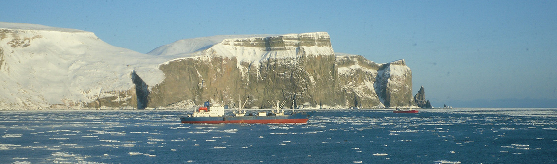 Fishing boat in artic ocean