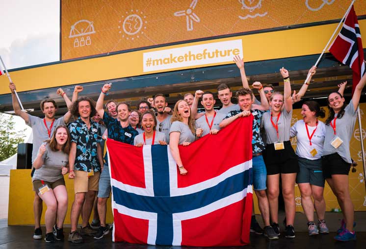 The DNV GL Fuel Fighter team celebrates after the Shell Eco-marathon