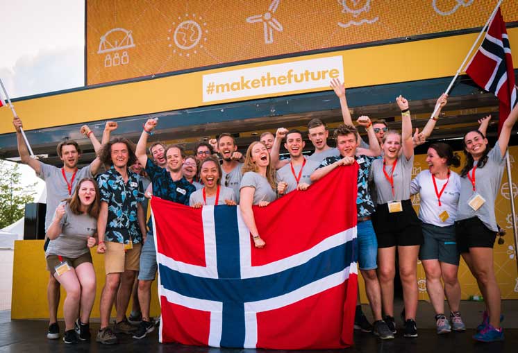 The DNV GL Fuel Fighter team celebrates after the Shell Eco-marathon