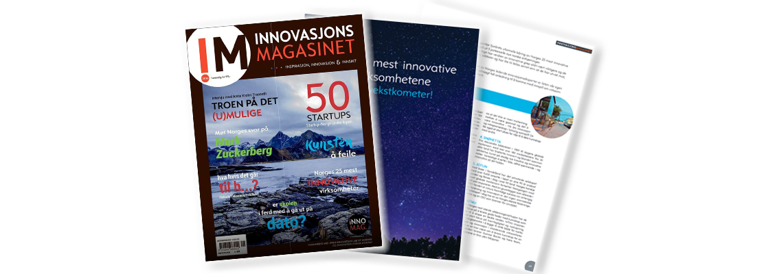 Illustrative image showing pages from the magazine "Innovasjonsmagasinet" - 25 most innovative companies