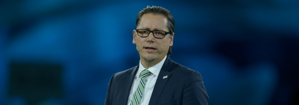 Konsernsjef i DNV GL Remi Eriksen holdt innlegg på NHOs årskonferanse 2017. Bilderettighet: NHO/Martin Slottemo Lyngstad